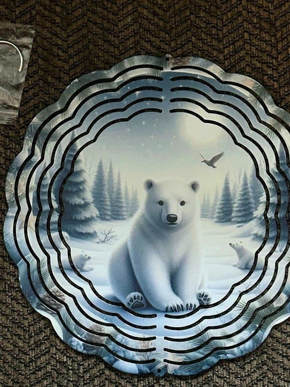 Polar Bear 8 inch Wind Spinner in Blue & White